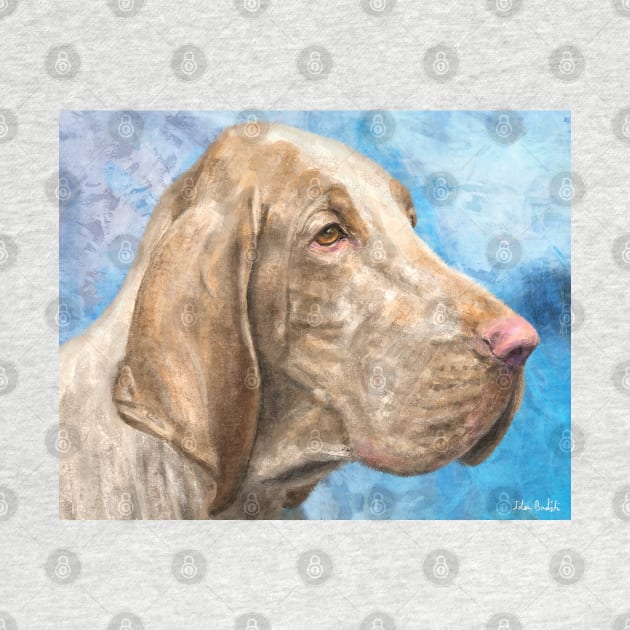 Bloodhound Painting on Light Blue Background by ibadishi